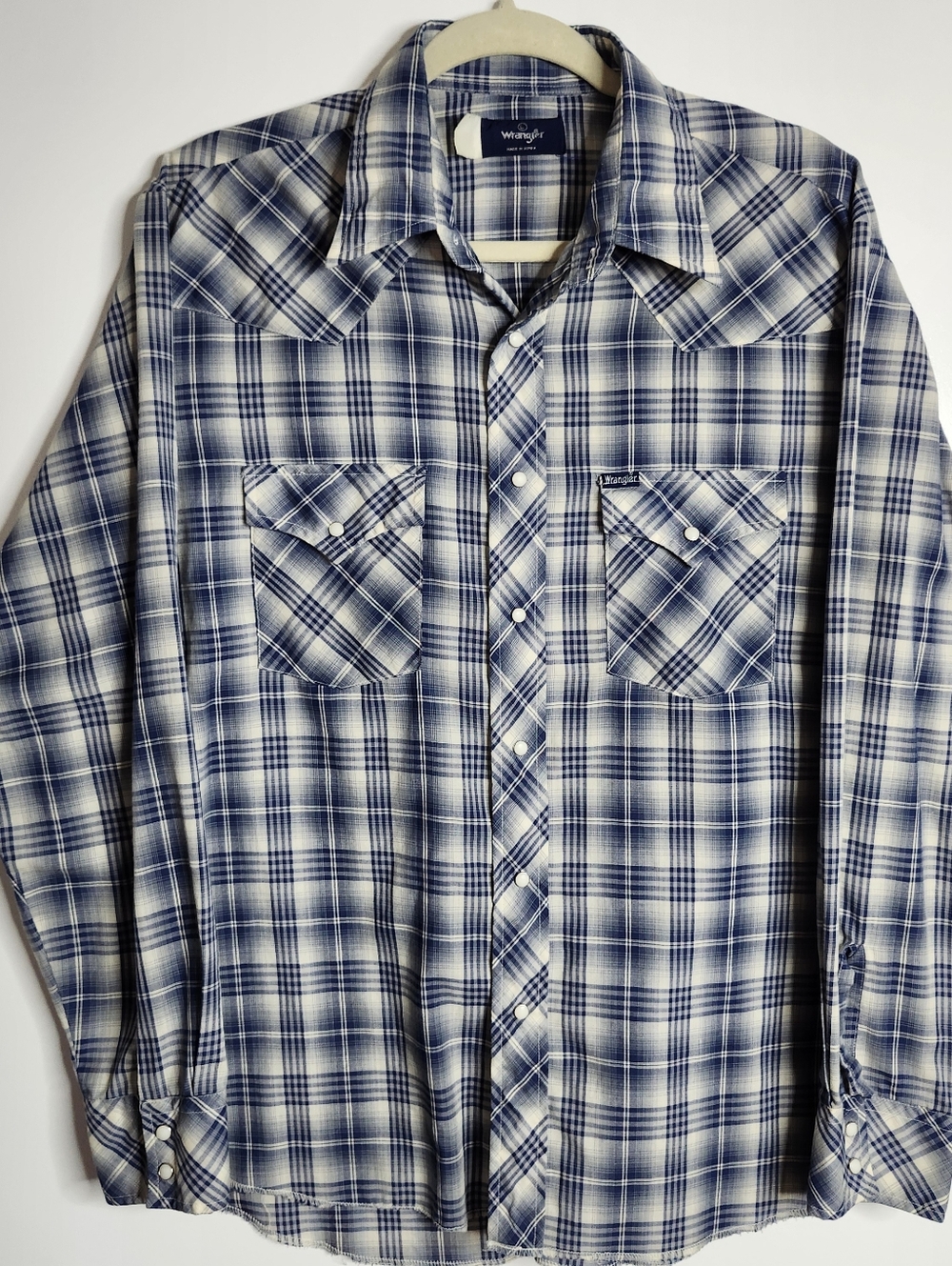 Wrangler‎ Pearl Snap Shirt Vintage Mens L Western Plaid